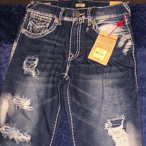 True Religion Ripped Bleach Jeans 